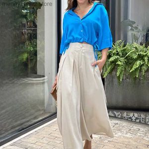 Women's Two Piece Pants 2023 fashion women's two-piece fashion shirt casual wide leg pants set T230524