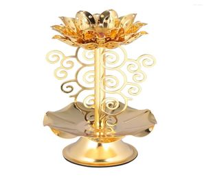 Portacandele Portacandele Lotus Oro Diwali Diya Lampada Stand Lampade in ottone Decorazioni floreali a olio Tealight Candelabro in cristallo Usa Lights1313853