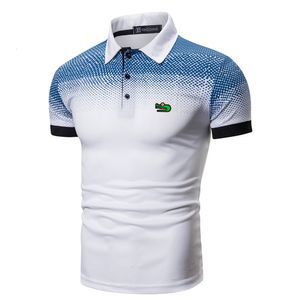 Men's Polos Men's Fashion Print Short Sleeve Lapel Collar Polo Shirt Casual Pullover Tee Tops 230524