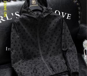 British High-End Hooded Jacket for Men's Autumn New Fashion Trend Trend European Style Flocked Printed Jacket for Men