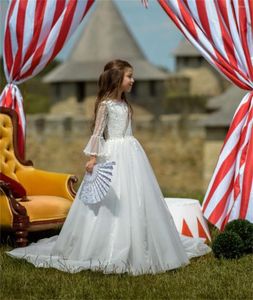 Sukienki dla dziewczynki biała gaza koronkowa drukarnia końcowa księżniczka Flower Wedding Party Ball