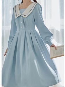 Lässige Kleider Vintage süße lange Ärmel Frau Kleid für Frauen Kleidung Herbst 2023 Adrette Stil Kawaii Lolita Midi Party Abend