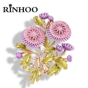 Rinhoo Enamel Purple Yellow Daisy Trendy Brooch Flower Pin For Women Simple Bouquet Sunflower Leaf Corsage Party Badge Jewelry