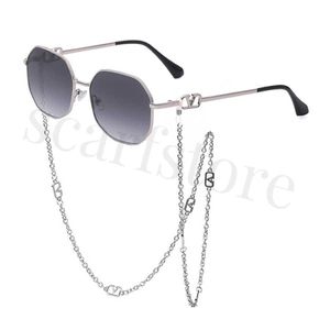 Designer Brand Eyewear Chain Men Sun Glasögon Kvinnor Solglasögon Polaroid UV400 Metalllins med låda