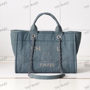 Yeni Varış Denim Tasarımcı Nedensel Tote Çanta Plaj Torbası Omuz Çantası Sıkıntılı Alışveriş Çantası Crossbody Bag Üst Kalite Seyahat Çantası Mami Çantası