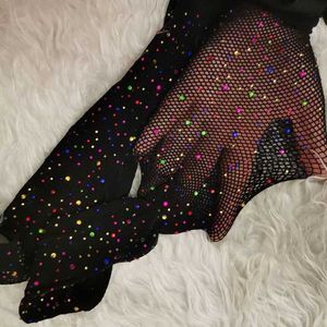 Socks Hosiery Sexy Glitter Small Mesh Thin Pantyhose Women Individuality Shiny Fishnet Tights Sell Well Y23