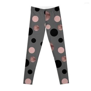 Active Pants Elegant Rose Gold Black And Pink Dots Leggings Sports For Women Push Up Gym Legging Woman