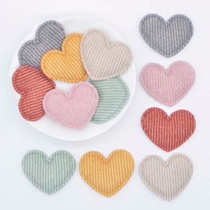 20PSCSewing Notions 50 pieces/batch of 35 * 30mm trimmed glitter fabric heart shaped stickers used for DIY hats clothing supplies and headwear patches P230524