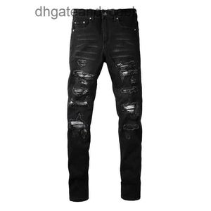 Dżinsy amiryes dżinsy designerskie spodnie man dżinsy marka mody męska High Street Black Wash Knife wycinają duże obrażenia Slim Elastic SLP małe spodnie nóg 1KZU