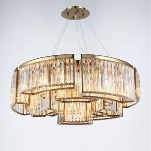 Kronleuchter Led Lampe Pendelleuchten Kristall Kronleuchter American Custom Runde Luxus El Designer Gold