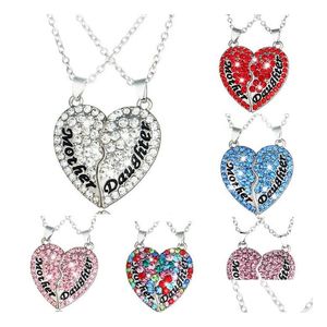 Pendanthalsband Ny Mother Daughter Peach Heart Diamond Stitching Halsband S Day Gift FN012 med Chain Mix 20 Set A LOT 1 SETIS2 DHZXP