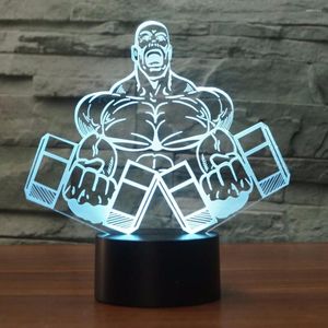 Nocne światła hantle Fitness 3D Light Sypialnia Lampa stołowa 7