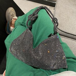 Kvällspåsar bling glänsande kristallmiddags fest bröllop handväska handtag strass koppling väska lyx designer axel bolsa 2023