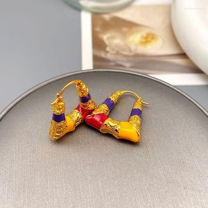 Brincos de argolas trapézios de esmalte para mulheres declaração geométrica vintage jóias artesanais étnicas Únicas