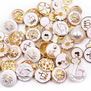 Sewing Notions Tools White metal mixed with any style sweater coat decoration button accessories DIY 50Pcs/Lot JS-mix002 P230523