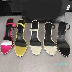 Sandalen Europa und Amerika neue PVC Damen Perlen Diamant Sandalen Mädchen Verlobungskleid High Heels Sandalen Strandsandalen