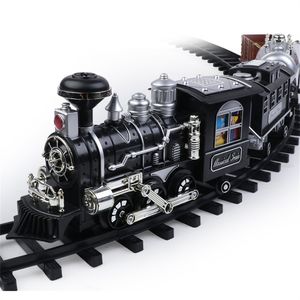 Klassisches RC-Zug-Eisenbahn-Set, elektrisches Gleis, ferngesteuerte Züge, Wasserrauch, LED-Lichter, Musik, Sound, Modellspielzeug für Kinder