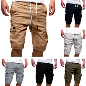 Pantaloncini da uomo Estate Uomo Casual Solid Mens Full Size M-4XL Tasche elastiche a vita media Pantaloni corti Streetwear HommeMen's