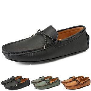 Mode Herren Freizeitschuhe Drive Bequeme Atmungsaktive Tägliche Männer Leder Scrub Hundred Freizeit Schwarz Slip On Man Faule Überschuhe Turnschuhe Jogging Walking Schuh A033