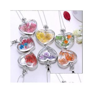 Collane con ciondolo a forma di cuore è in vari mercati Collana di cristallo Flusso essiccato Gsfn089 Con catena Mix Ordine 20 pezzi Una goccia Deliv Dhkn7