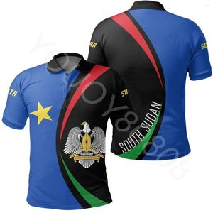 Men's Polos Summer Printed African Region Clothing - South Sudan Event Flag Polo Shirts Casual Sporty Men's Commuter Tops