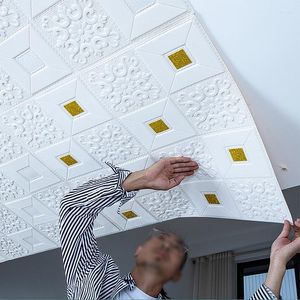 Wallpapers 3D Self-adhesive Roof Wallpaper PVC Waterproof Embossed Wall Stickers Contact Paper Ceiling Stereo Decoration