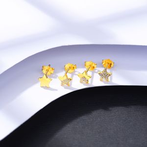 Nova Moda Pentagrama Inserir Brincos De Diamante Feminino Marca de Luxo 3A Banhado a Zircônia Brincos de Ouro 18k Charm Feminino Brincos de Prata s925 Presente de Jóias de Alta Qualidade