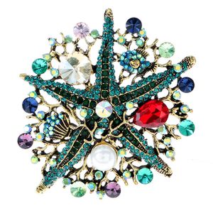 Pins Brooches CINDY XIANG Colorful All Water Diamond Starfish Chest Suitable for Women's Retro Turtle Design Large Battery High Quality New 2023 G220523