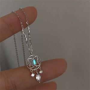 Pendant Necklaces JWER New Fashion Crystal Tassel Moon Stone Charm Necklace suitable for women teenagers creative pendants elegant party necklaces G220524