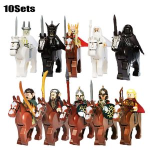 Blocks 10Sets Knights Sauron Dark Battle cinco exércitos com Sword Rohan com Horse Blocks Kids Toy 230523