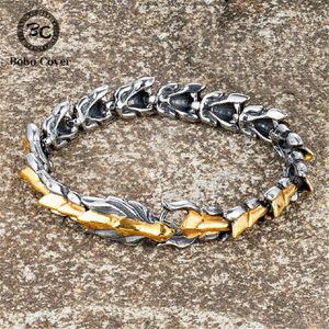 Bangle Punk Vikings Ouroboros Dragon Bracelet Men Never Fade Stainless Steel Creative Clasp Wristband Norse Male Jewelry Street Culture