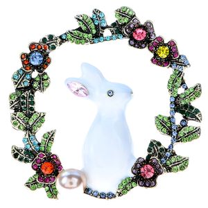 CINDY XIANG Rhinestone Rabbit Brooches For Women Small Cute Animal Pin White Color Wedding Pin High Quality New 2023
