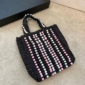 Wochenende Designer Perlenkorb Stroh Strandtasche Stadtreise Damen Herren Clutch Tote Handtasche Umhängetasche Luxus Sommer Weben Umhängetaschen