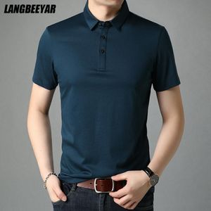 Polos masculinos de melhor grau de seda de seda de seda masculina camisetas pólo designer