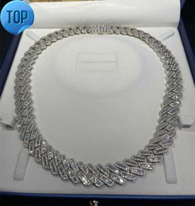 Kibo Hip Hop Jewelry 18mm Sier VVS Baguette Mosan Diamond Cupan Stain Bracelet