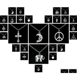 Pendant Necklaces Personality Alloy Necklace Animal Plant Ornament With Chain Mix Order 20 Pieces A Lot Drop Delivery Jewelry Pendant Dhcsy