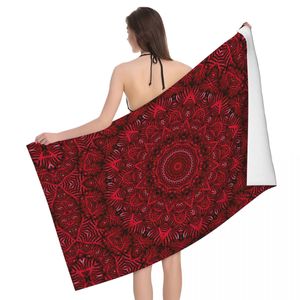 Red Passion Mandala-Strandtuch, schnell trocknend, Boho-Blumenmuster, weiches Leinen, Mikrofaser, Dusch- und Saunahandtücher