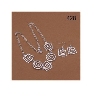 Серьговые ожерелье Совершенно новое женское стерлинговое украшение набор ювелирных изделий, набор той же цена мода 925 Серьговые наборы Drows Dho5k