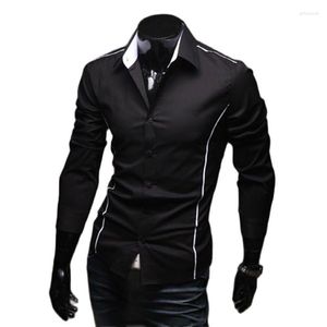Herren-Freizeithemden, 2023, luxuriöses, stilvolles Designer-Langarm-Kleiderhemd mit Kantenpaspelierung, Muskel-Passform, 3 Farben, 5902