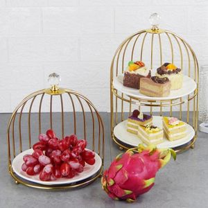 Plates Fruit Dessert Plate Cake Iron Shelf Bird Cage Design For Birthday Holiday Wedding Event Party