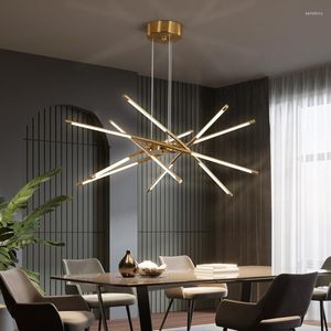 Avizeler Postmodern LED Avizesi Yemek Oturma Odası Basit Luminaires Yaratıcı Nordic Multi-Baş Restoran Lüks Asma Işıkları