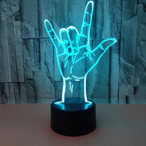 Nocne światła iluzja optyczna kocham cię język migowy LED 3D Table Light USB romantyczne walentynki dekoracja gife foxtur