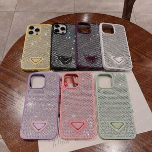 Casos telefônicos de designer de triangular de luxo para iPhone 14 14Pro 14Plus 13 13Pro 12 Pro Max 11 12Pro bling glitter shinestone plástico diamante capa iPhone12