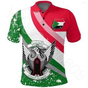 Polo da uomo Polo della regione africana T-shirt sportiva da strada allentata stampata estiva da uomo e da donna estiva del Sudan