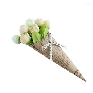 Dekoratif çiçekler parti ev hediyeleri kraft kağıt mini sahte yapay düğün dekorasyon