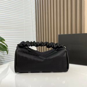 Designer Sete nere e raso Pochette senza cuciture con diamanti Marquess Borse da pranzo con spalla strass Bling Borse con manico superiore elastico Borse da sera con catena d'argento