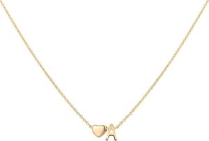 Pendant Necklaces Initial Heart Necklace 18K Gold Plated Stainless Steel Tiny Letter Personalized Name For Women