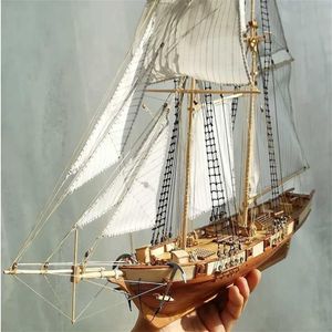 Skala 1 96 Klassiker Antika fartygsmodellbyggnadssatser Harvey 1847 Träsegelbåt DIY Hobbybåt 211102203G