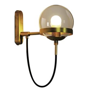 Modern Ball Wall Sconce Lamp Bedroom Bedsides Lamps with Glass Ball Lampshade Gold for Living Room