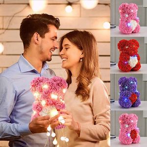Dekorative Blumen Teddy Rosenbär 25 cm künstlich mit Light Box Freundin Jubiläum Weihnachten Valentinstag Geschenk Hochzeit Geburtshilfe